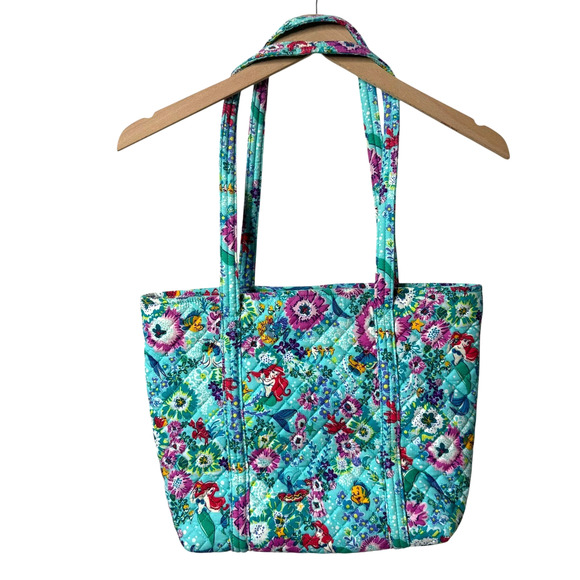 Vera Bradley Disney Small Vera Tote Handbag Little Mermaid Ariel Floral Blue - Picture 9 of 14